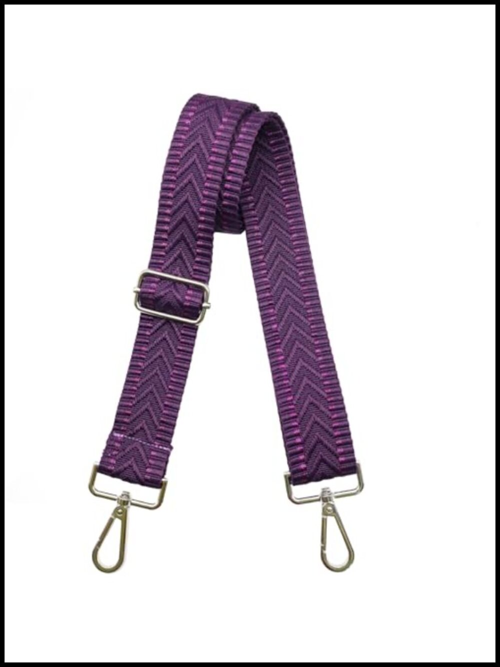 Adjustable Crossbody Purse Strap 1.5" Wide Retro Jacquard Embroidery Silver